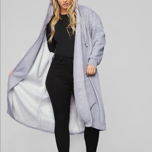 Fashion Nova Heather Grey Long Jacket